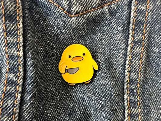 Chicken Knife Meme Enamel Pin Brooch Lapel Badge Jewelry Gift Funny Cute Fashion