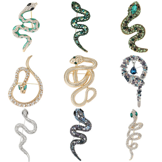Rhinestone Snake Brooch Unisex Glass Animal Pin Jewelry Accessories