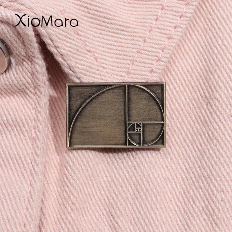 Golden Ratio Fibonacci Spiral Enamel Pin Geometry Brooch Lapel Badge