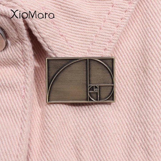 Golden Ratio Fibonacci Spiral Enamel Pin Geometry Brooch Lapel Badge
