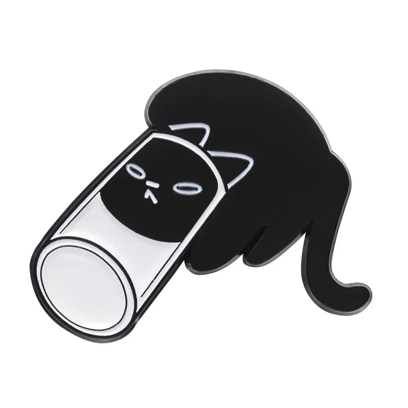Black Cat Enamel Pin Funny Kitten Metal Badge Cartoon Lapel Jewelry Gift Wholesale