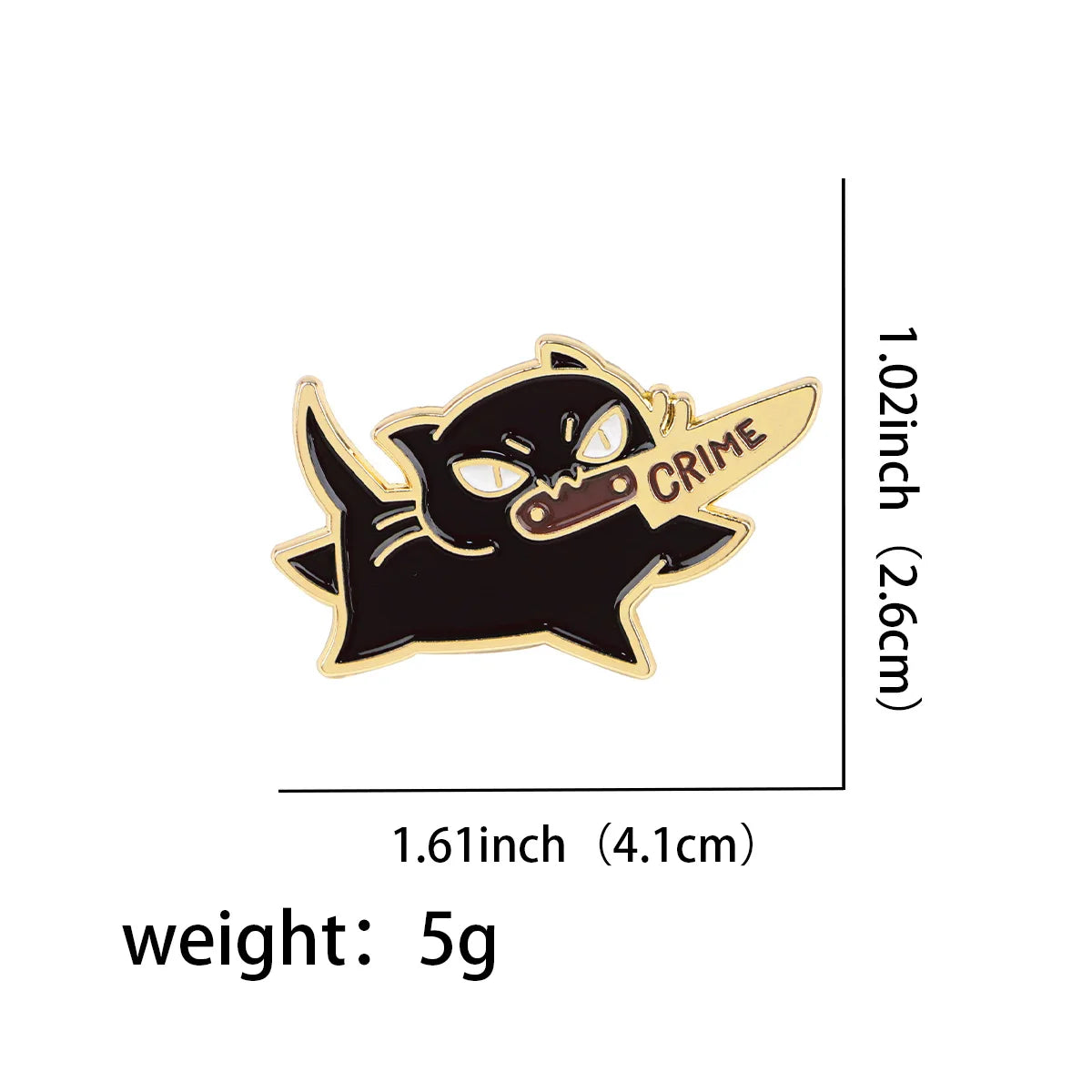 Black Cat Knife Enamel Pin Brooch Lapel Badge Fashion Jewelry Gift