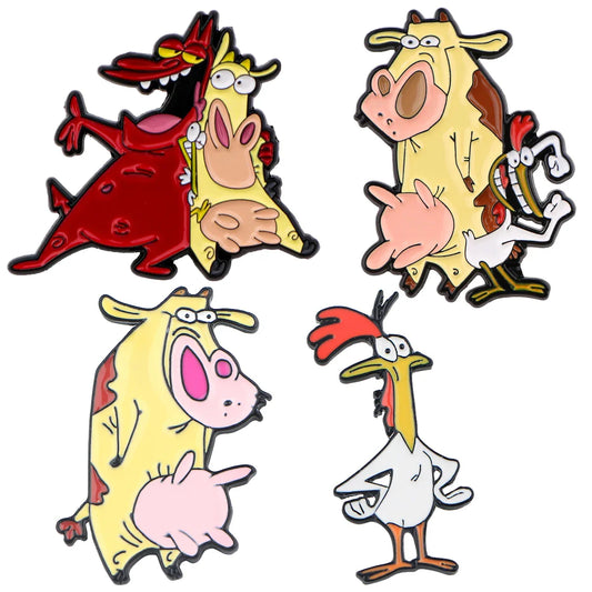 Cattle and Chicken Enamel Pin Brooches Lapel Pins Badge Fashion Jewelry Gifts