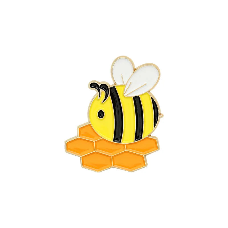 Cartoon Bee Enamel Brooch Cute Animal Pin Kids Backpack Jewelry Gift