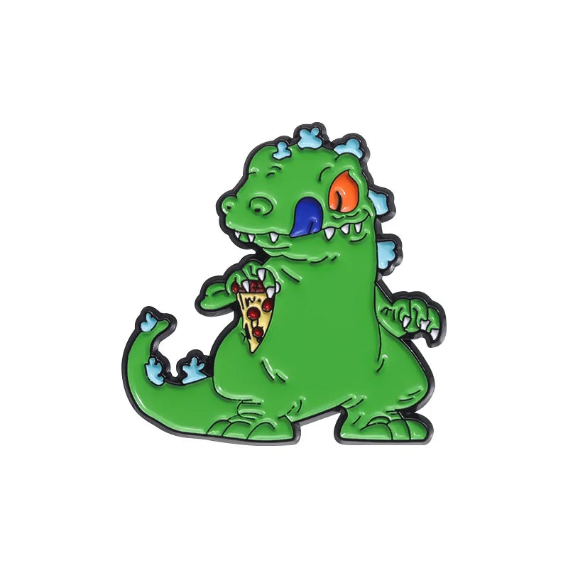 Cute Green Dinosaur Brooch Anime Style Metal Badge Accessory