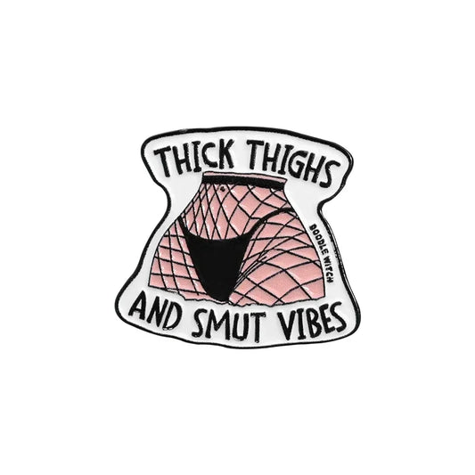 Thick Thighs Smut Vibes Enamel Pin Sexy Black Stockings Brooch Lapel Badge Punk Jewelry Gift