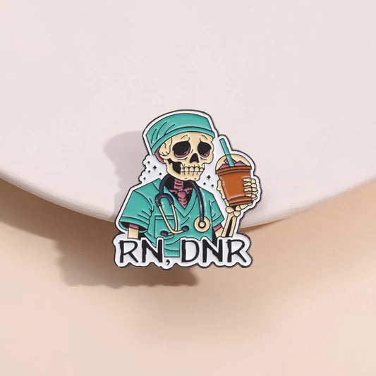Surgeon Uniform Enamel Pins Skeleton Doctor Stethoscope Lapel Badge Brooch Gift