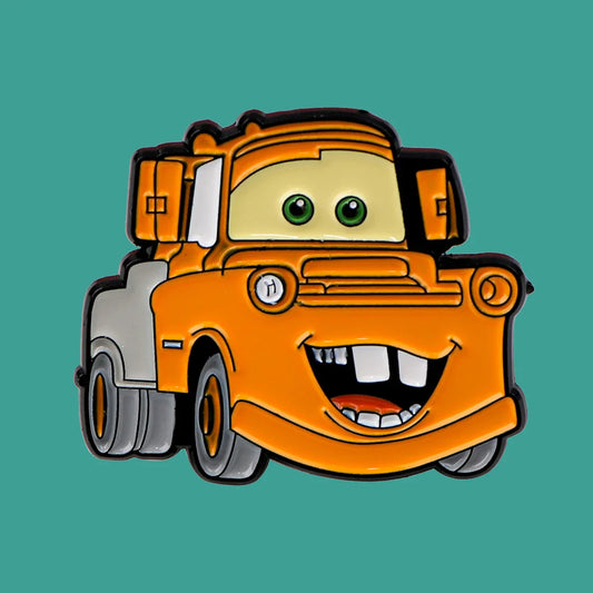 Cartoon Movie Enamel Pins Orange Car Brooches Lapel Badges Fashion Accessories Gifts