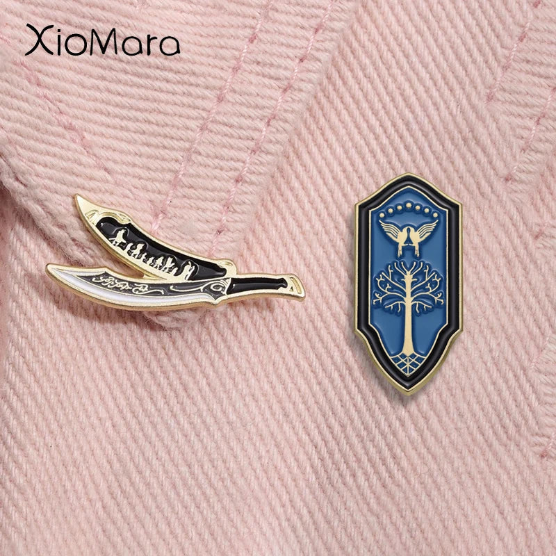 Anime Sword Enamel Pin Fantasy Brooch Lapel Badge Jewelry Gift