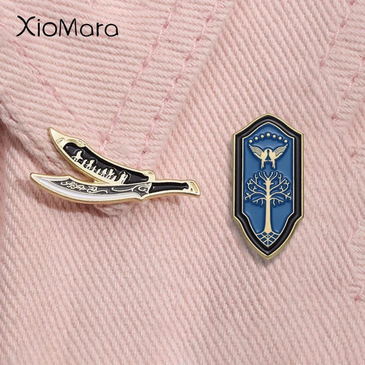Anime Sword Enamel Pin Fantasy Brooch Lapel Badge Jewelry Gift