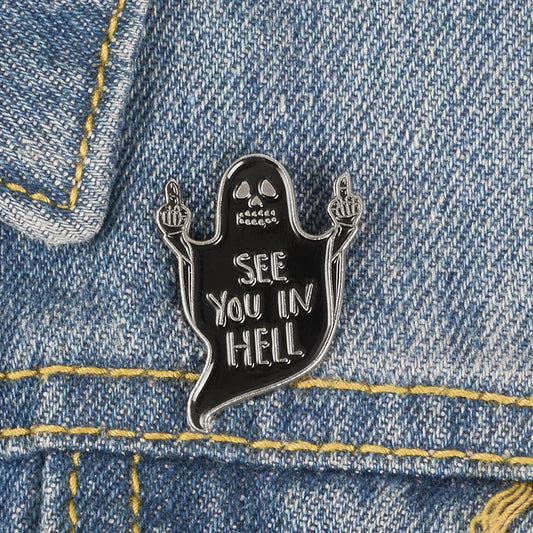 Cat Ghost Brooch Pin for Hat Glasses Pet Party Gifts