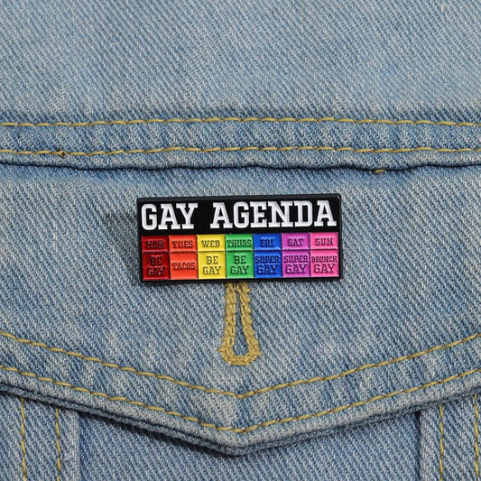 Pride LGBT Enamel Pins Custom Gay Agenda Brooches Lapel Badges Rainbow Jewelry Gift