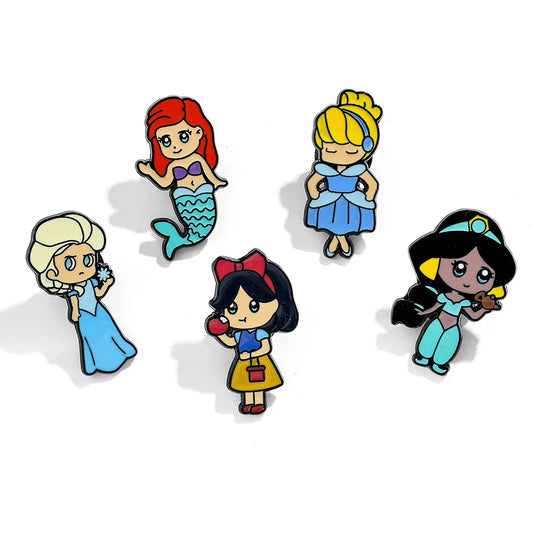 Cute Princess Brooch Set: Cinderella Snow White Enamel Pins Jewelry Accessories