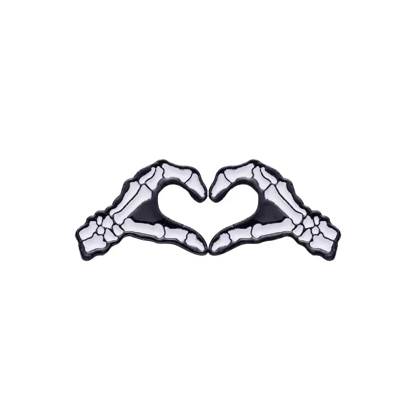 Skull Finger Enamel Pin Gothic Skeleton Hand Brooch Lapel Badge Jewelry Gift