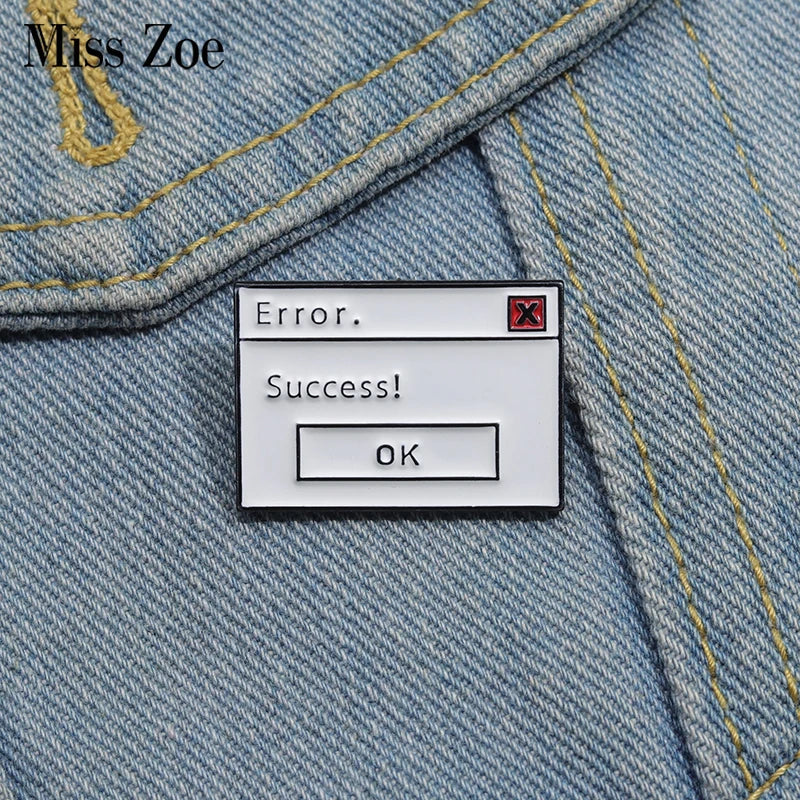 System Error Enamel Pins Custom Brooches Lapel Badges Funny Jewelry Gift for Kids Friends