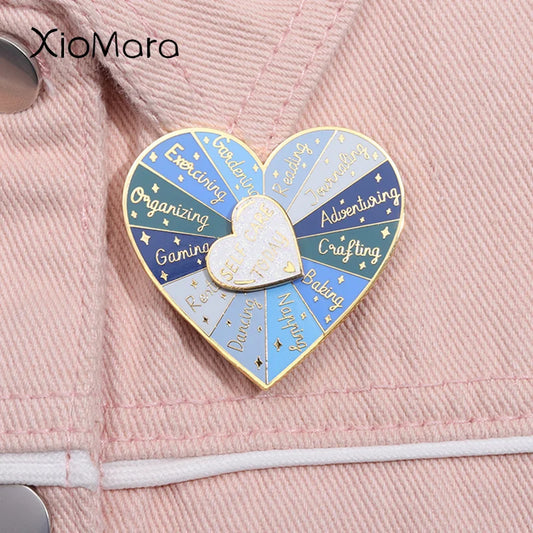 Heart Turntable Enamel Pin Rotatable Brooch Lapel Badge Jewelry Gift