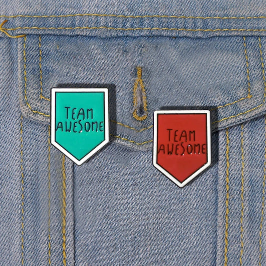 TEAM AWESOME Enamel Pin Badge Red Blue Metal Brooch Trendy Backpack Jewelry Accessories