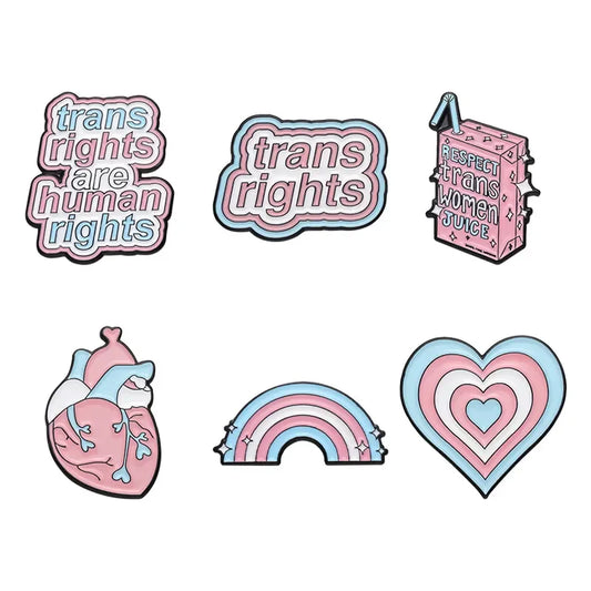 Trans Rights Enamel Pin Heart Brooch Badge Jewelry Hat Lapel Wholesale Gift
