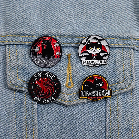 Black Cat Enamel Pins Cute Cartoon Lapel Badge Brooches Jewelry Accessories Gift