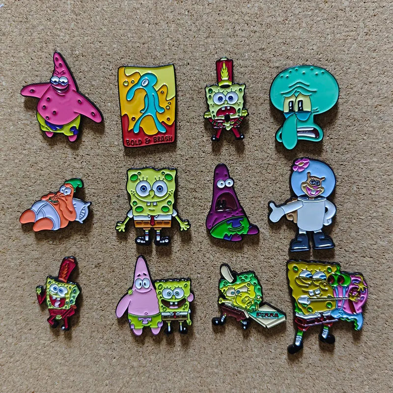 SpongeBob Enamel Pins: Squidward & Patrick Brooch Badge