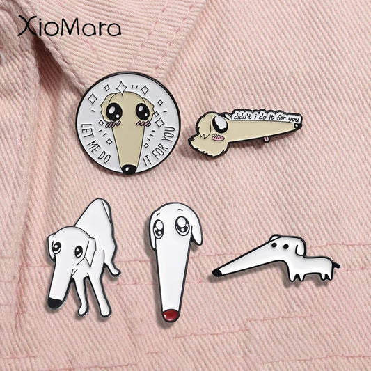 Long Nose Dog Enamel Pin Cartoon Brooch Lapel Backpack Badge Jewelry Gifts