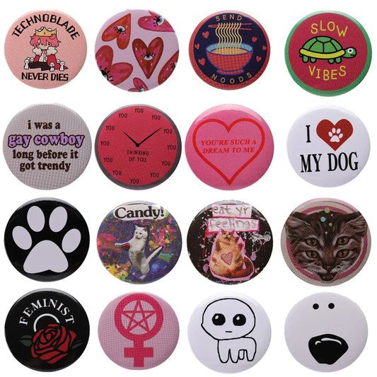 Custom Cartoon Tinplate Brooch Pin - No Music No Life Quote Lapel Hat Backpack Accessory