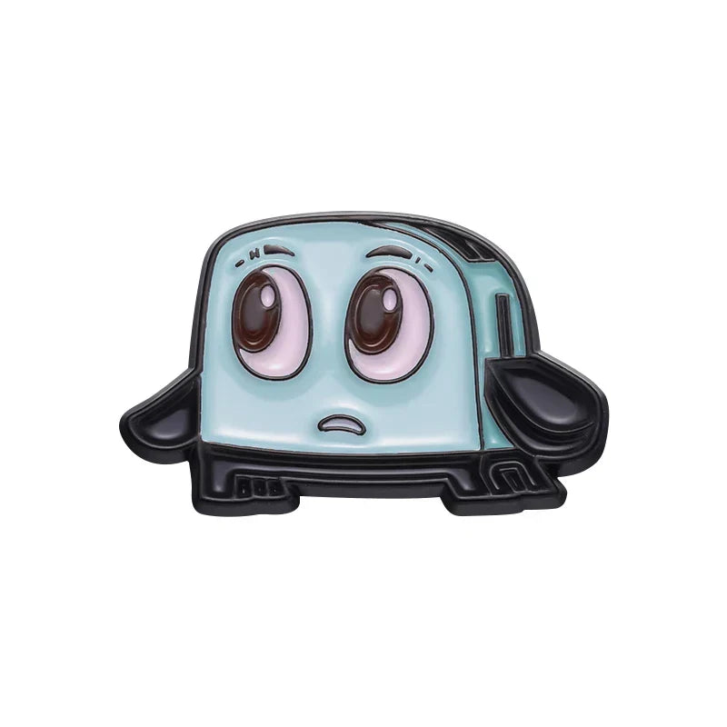 Cute Bread Machine Enamel Pins Cartoon Movie Brooches Lapel Badges Jewelry Gift for Kids Friends