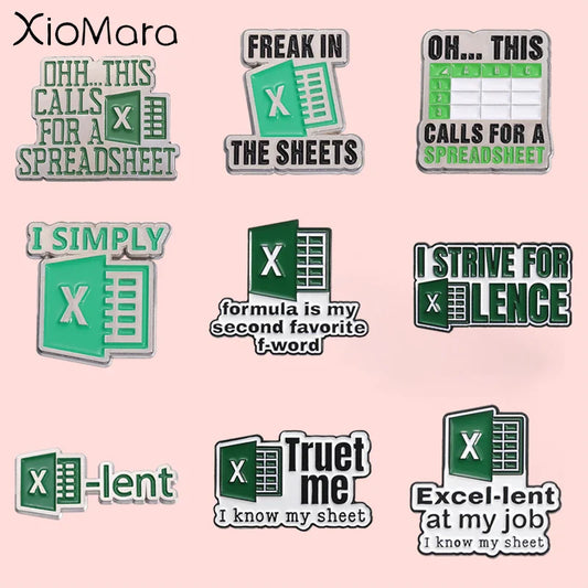 Custom Excel Spreadsheet Enamel Pins Office Logo Lapel Badge Jewelry Accessories