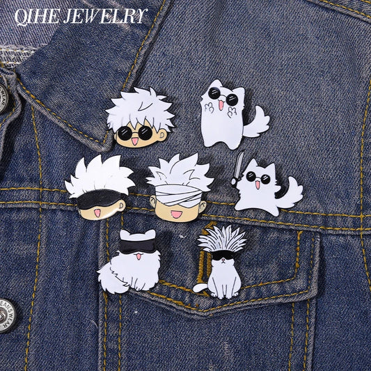 Jujutsu Kaisen Anime Enamel Pin Cat Brooch Lapel Hat Backpack Jewelry Gift