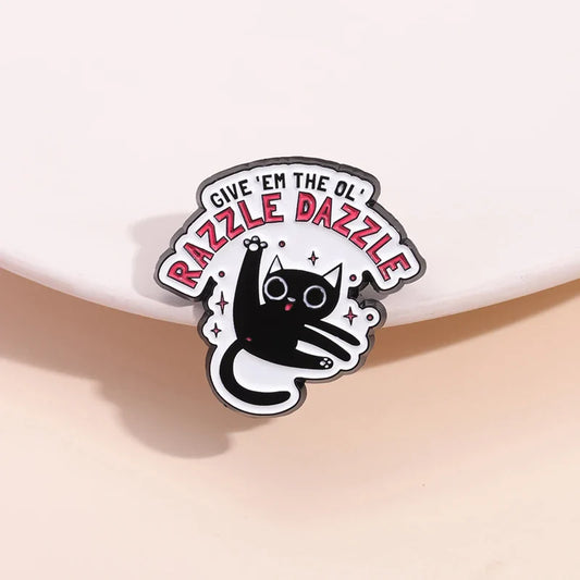 Razzle Dazzle Black Cat Enamel Pin Gothic Lapel Brooch Wholesale Jewelry