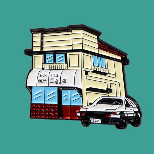 Fujiwara Tofu Car Anime Enamel Pin Lapel Badge Brooch Jewelry Gift