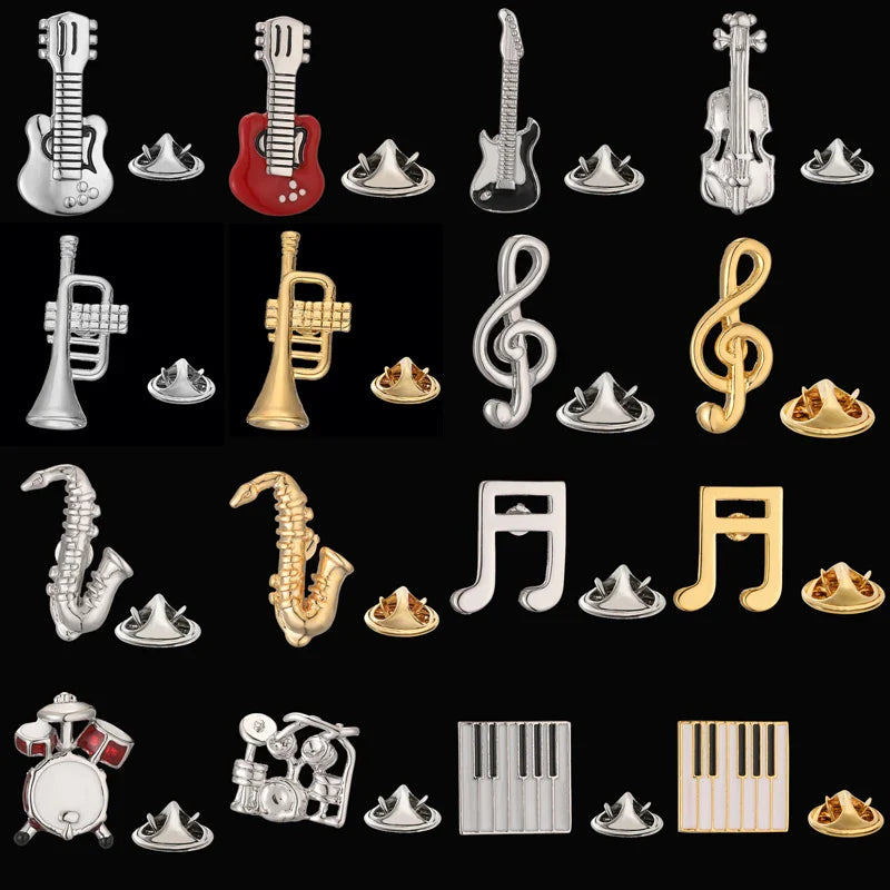 Classic Brooches Music Instruments Lapel Pins Necktie Accessories Jewelry