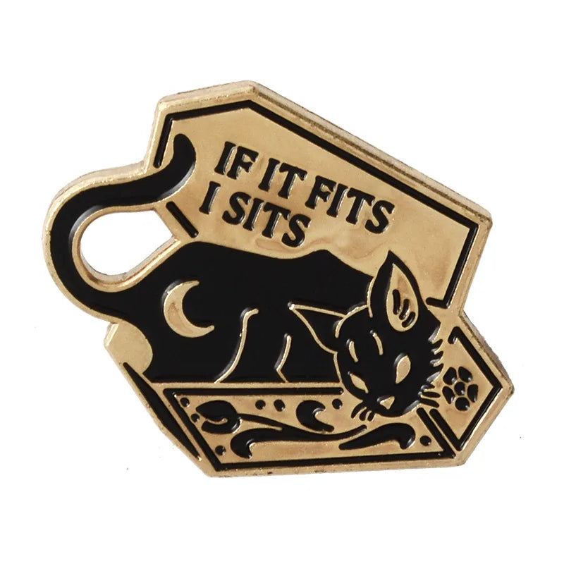 Punk Cat Moon Enamel Brooch Cute Animal Pin Badge Jewelry Gift