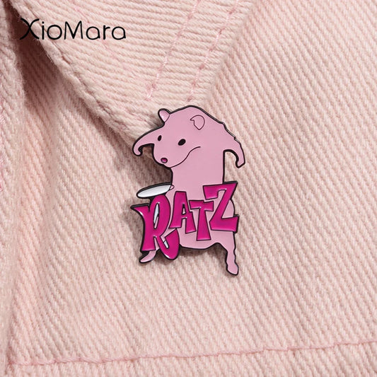 Pink Mouse Enamel Pin Kawaii Funny Strong Rat Brooch Lapel Badge Gift