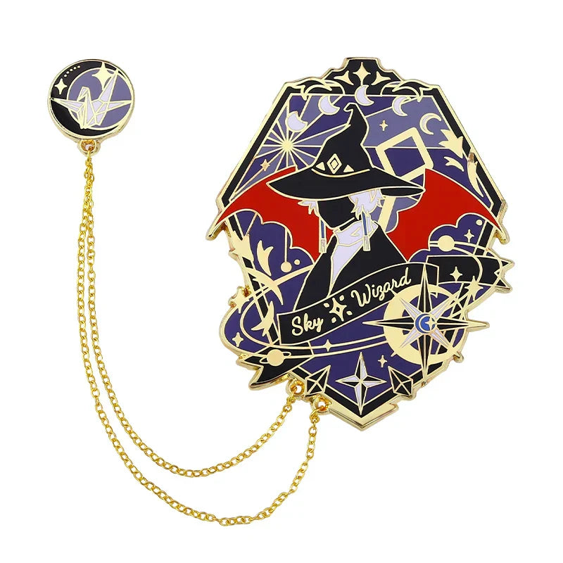 Sky: Children of Light Enamel Pin Wizard Brooch with Chain Unisex Jewelry