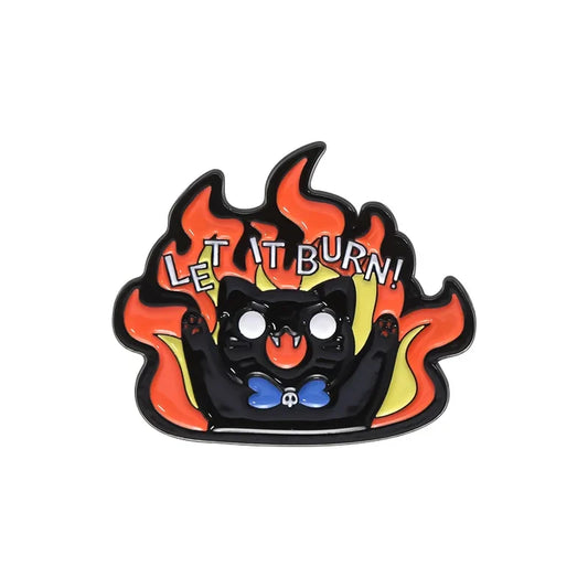 Angry Cat Enamel Pin Arson Brooch Punk Jewelry Gift
