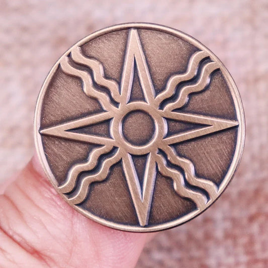 Seal of Shamash Enamel Pin Eight-Pointed Star Badge Brooch