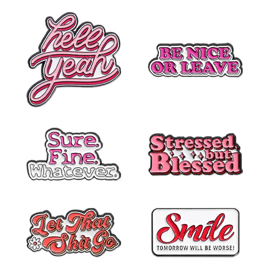 Stressed But Blessed Enamel Pins Positive Quotes Brooches Lapel Badge Gifts