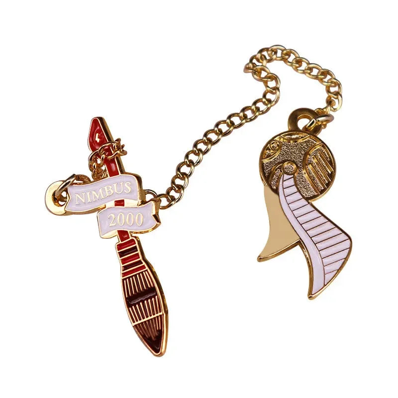 Magic Broom & Pen Enamel Pins Lapel Brooch Badge for Jackets & Backpacks