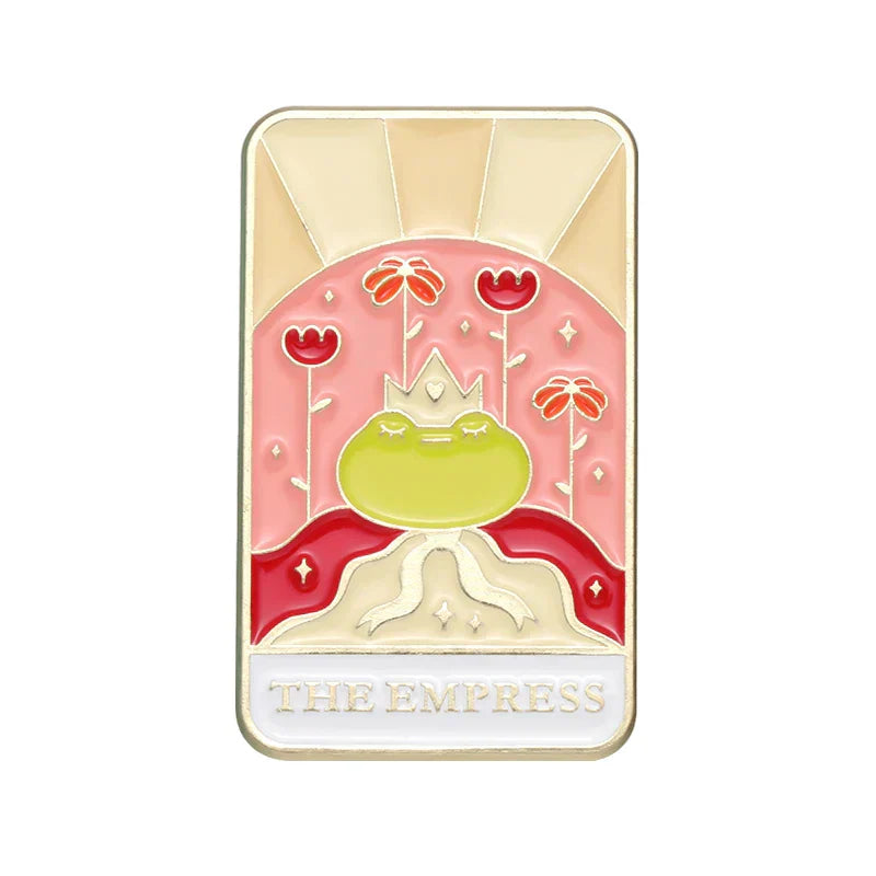 Frog Tarot Enamel Pins - Sun Lovers Crown Brooches Lapel Badges Cute Animal Jewelry Gift