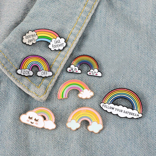 Rainbow Enamel Brooch Letter Pins Clothing Backpack Badge Jewelry Accessories