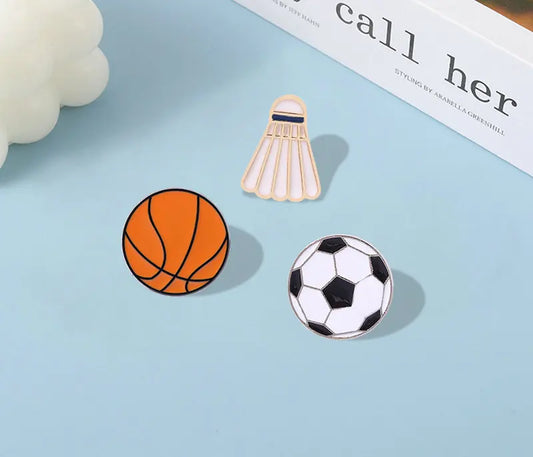 Custom Sports Enamel Pin Badges: Football, Volleyball, Badminton Brooches for Jeans, Shirts, Bags