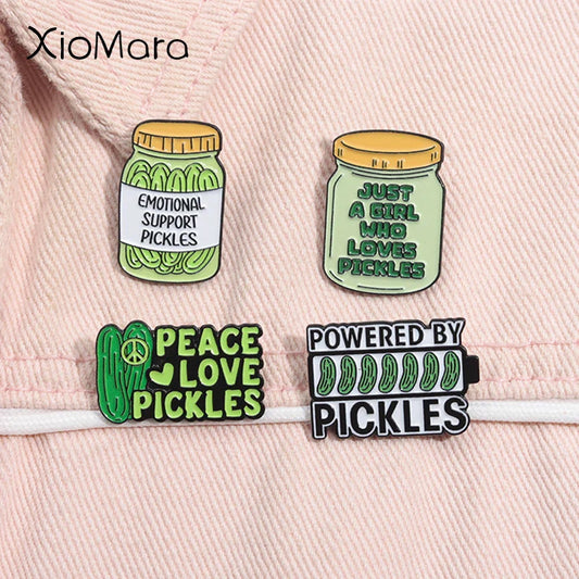 Emotional Support Pickles Enamel Pins - Positive Energy Cucumber Brooches, Funny Jewelry Gift