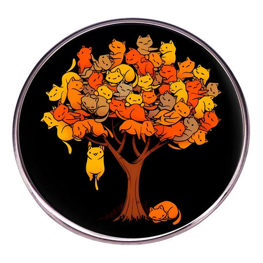 Kawaii Orange Cat Tree Enamel Pin Brooch Cat Lover Gift