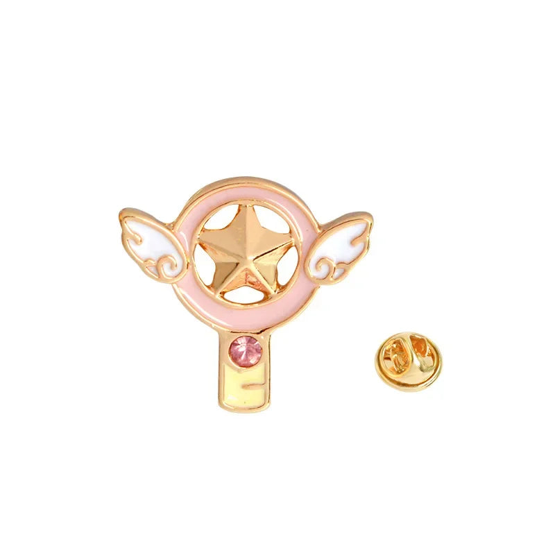 Card Captor Sakura Enamel Pins Set - Kero, Sword, Star Wand Badges