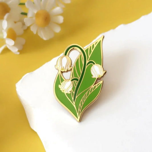 Lily of The Valley Enamel Pin Floral Brooch Jewelry Gift