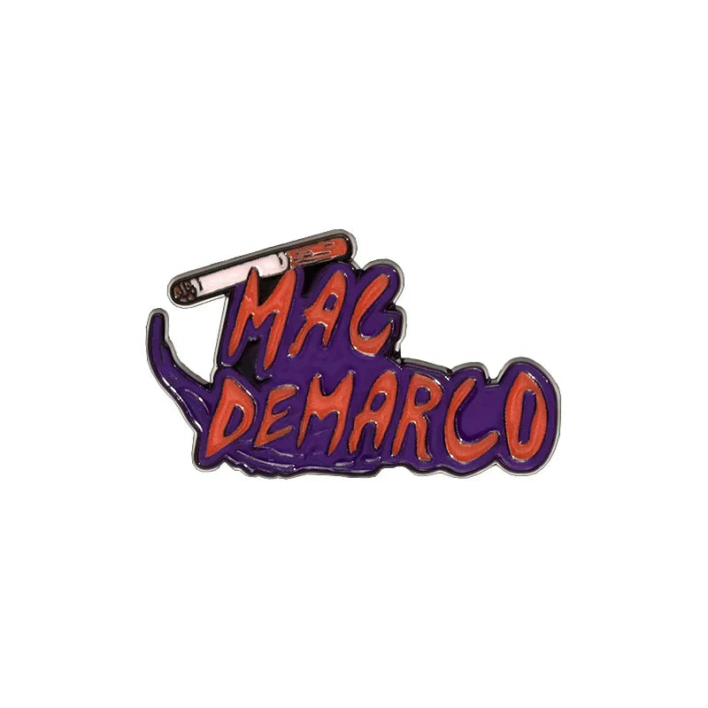 MAC-DEMARCO Red Letter Brooch Funny Cigarette Metal Badge Pin Jewelry Gift