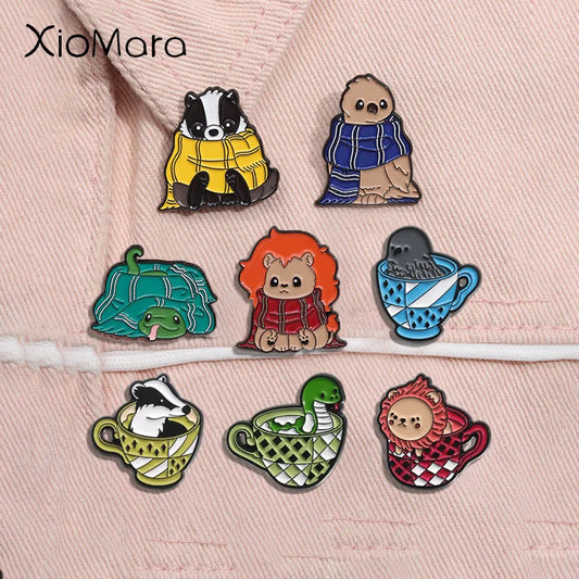Anime Animal Enamel Pins: Snake, Badger, Lion, Eagle Brooch Lapel Badge Jewelry Gifts