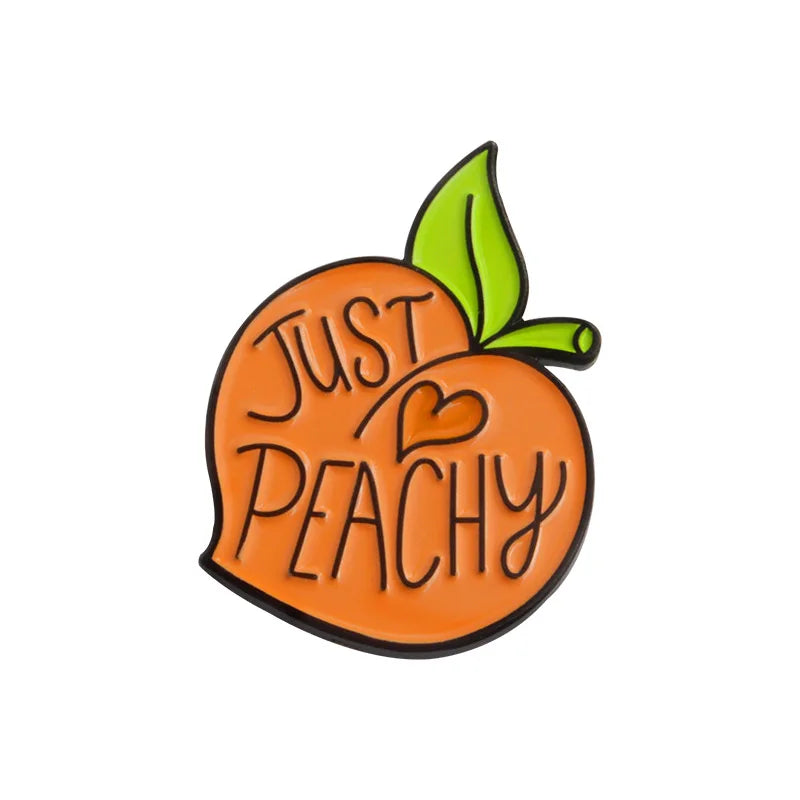 Peach Leaf Enamel Pins Cartoon Brooch Jewelry Gifts Lapel Hat Backpack