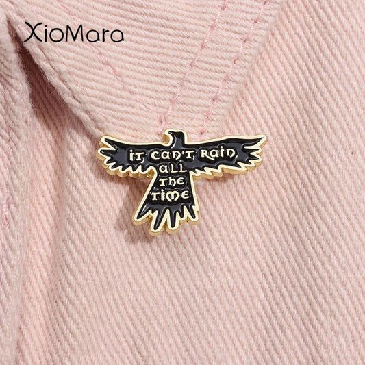 Crow Enamel Pin Gothic Brooch Lapel Badge Halloween Jewelry Gift